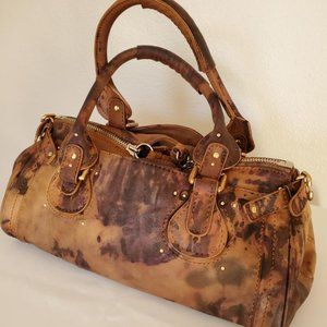 Vintage Chloe Leather purse lock bag dyed brown black cowgirl western equestrian